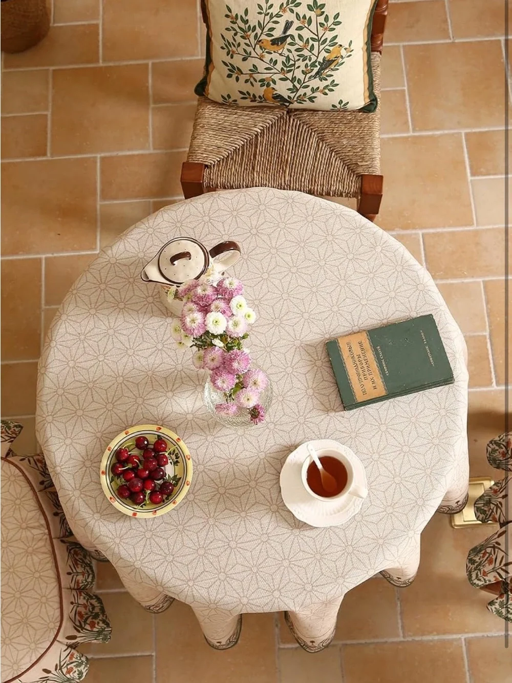 NEW patdrea Vintage French Linen Tablecloth, 55
